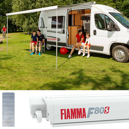 Fiamma F80S Polar White Awning - 425 Royal Blue